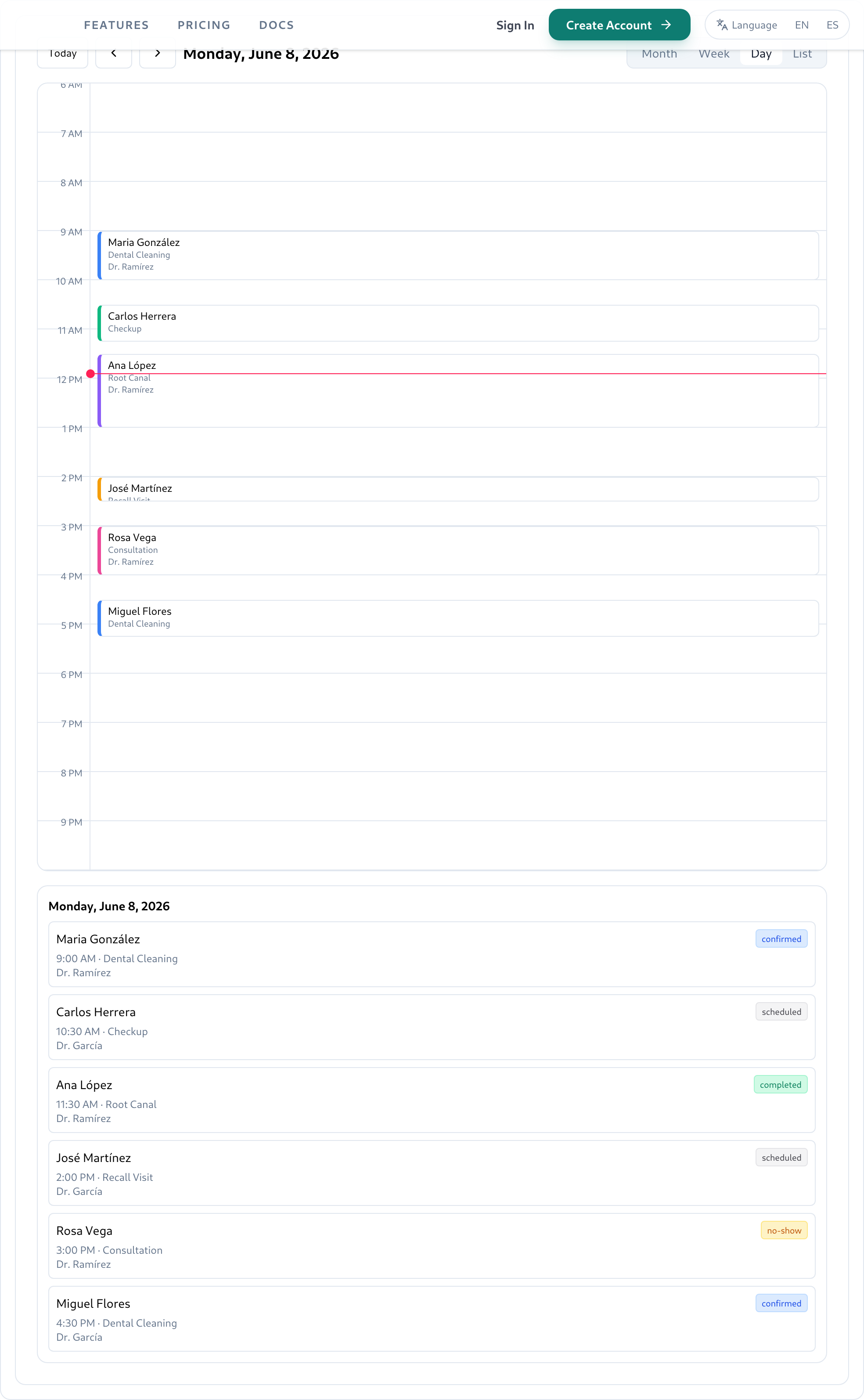 Schedule appointment dialog — all fields filled