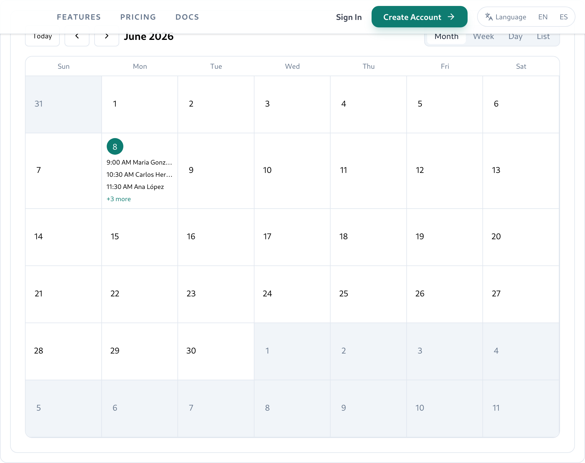 Calendar in Week view — multiple providers